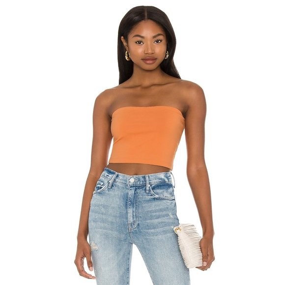 Susana Monaco Tango Orange Strapless Crop Tube Top Women's Size Small S - Picture 3 of 11